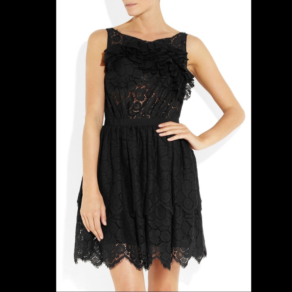 Nina Ricci Eyelet A-line Lace Ruffle Mini Dress - Picture 5 of 9